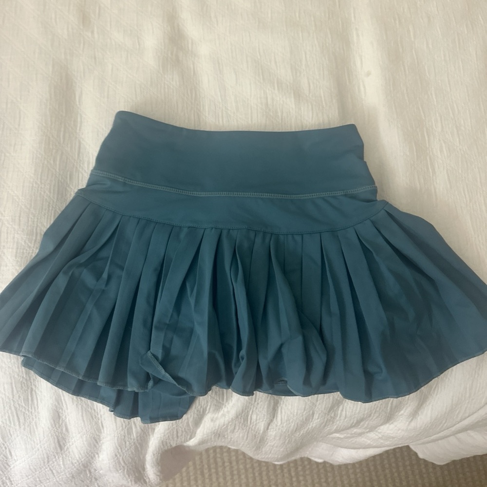 Chic Teal Pleated Skater Skirt